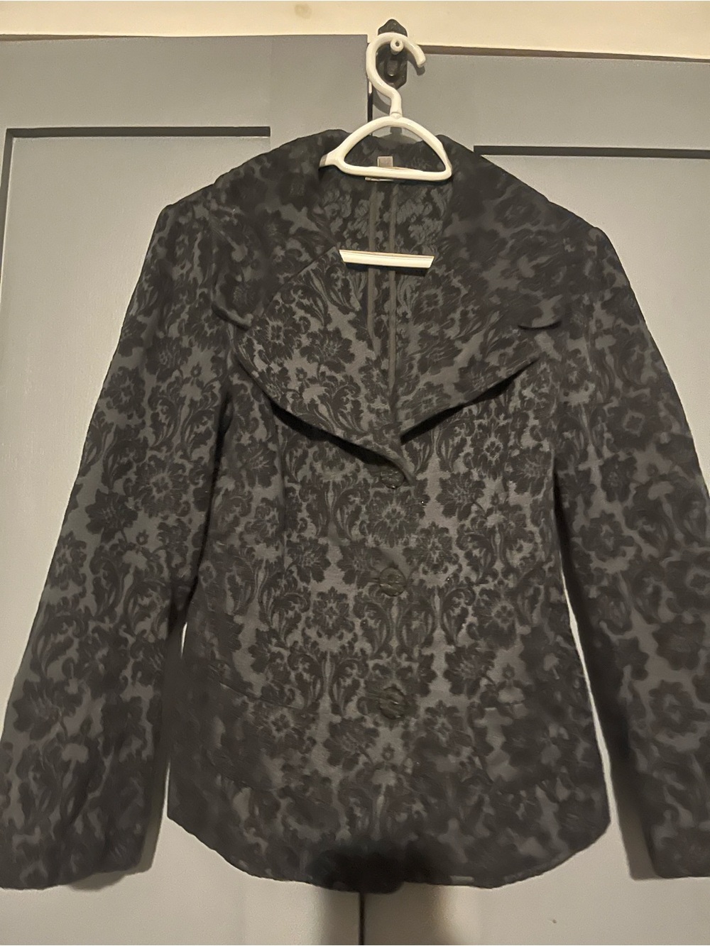 J. Jill Black Floral Jacquard Blazer